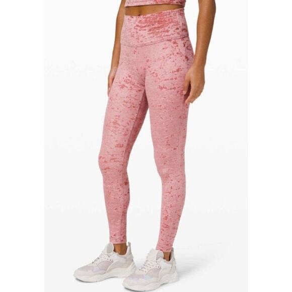 Lululemon Wunder Lounge High-Rise Tight 28” Crushed Velvet Soft Cramberry Size 4 - Picture 1 of 13